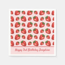 Erdbeere Fruchtmuster auf rosa Happy Birthday