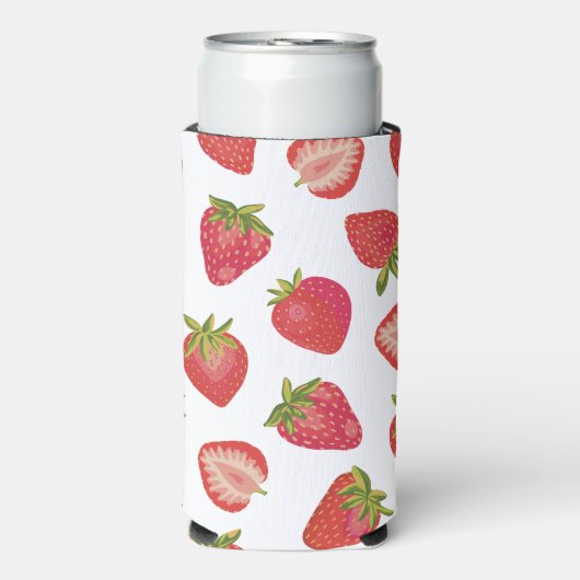 Erdbeere Fruchtmuster Selters Dosenkühler (Seltzer Vorderseite)