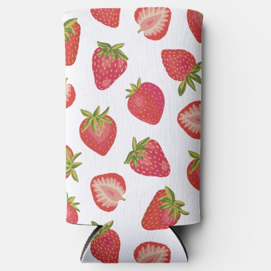 Erdbeere Fruchtmuster Selters Dosenkühler (Vorderseite)
