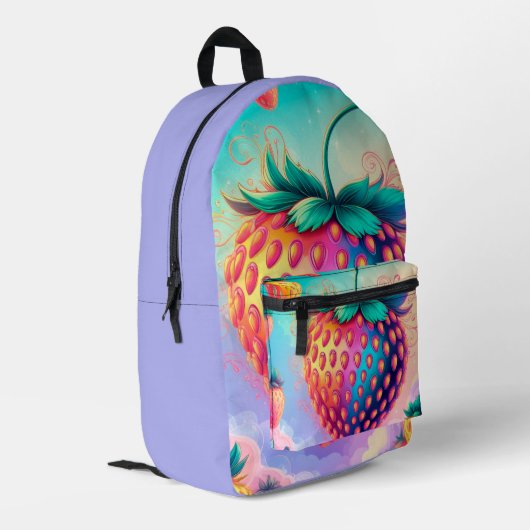 Erdbeere Fruit-Themed Bedruckter Rucksack (Rückseitige Ecke links)