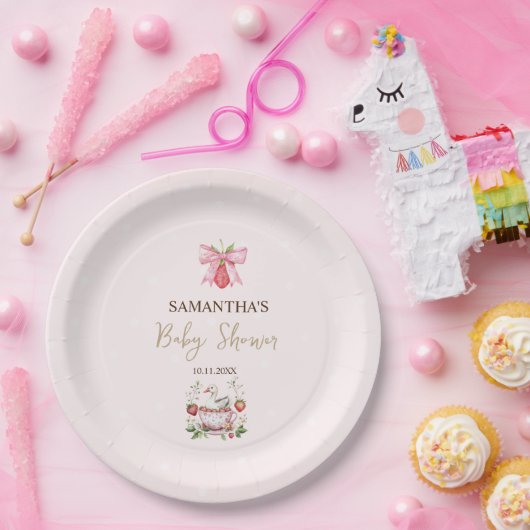 Erdbeere, Gänse, Kinderdusche Pappteller (Party)