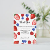 Erdbeere Geburtstagsparty| Danke Geburtstag Postkarte (Stehend Vorderseite)