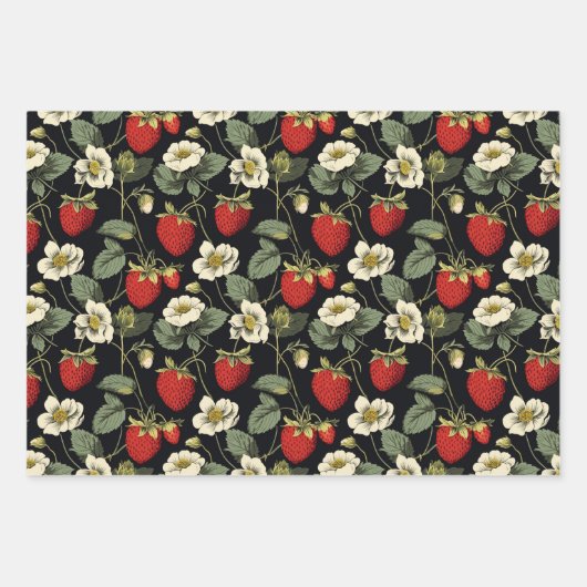 Erdbeere Geschenkpapier Set (Vorderseite)