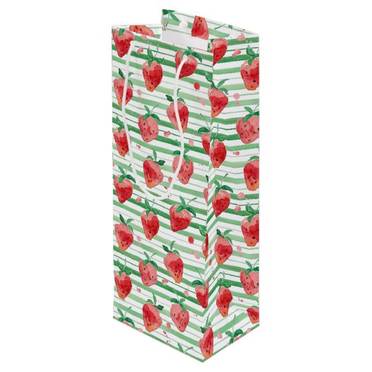 Erdbeere Geschenktüte Für Weinflaschen (Rückseite Schrägansicht)