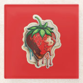 Erdbeere Glasuntersetzer (Vorderseite)