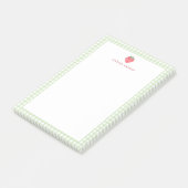 Erdbeere Grün Gingham-Rahmen Personalisiert Post-it Klebezettel (angewinkelt)