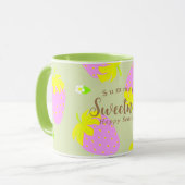 Erdbeere Grünrosa Tasse (Vorderseite Links)