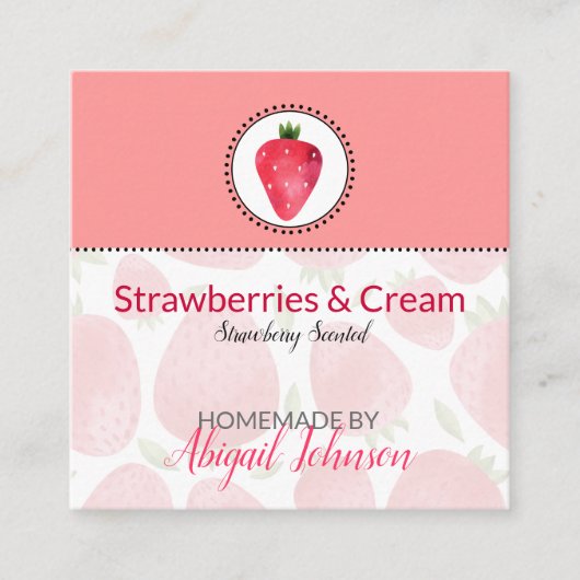 Erdbeere, hausgemachte Bath & Body-Label | Tag (Vorderseite)