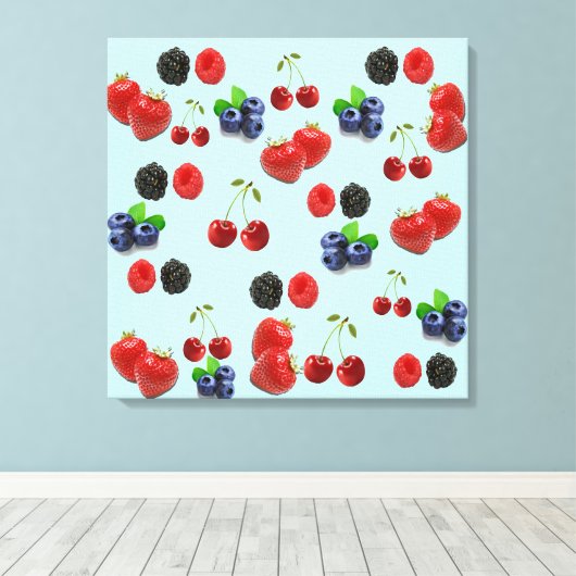 Erdbeere Heidelbeere BlackBerry Himbeere Leinwand (Insitu (Holzboden))