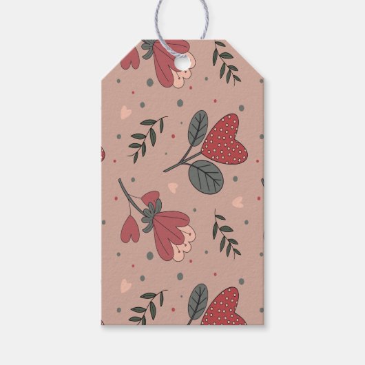 Erdbeere Herz Blume, Grüne Geschenkanhänger (Vorderseite)