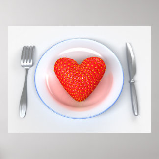 Erdbeere - Herz Poster