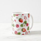 Erdbeere Himbeere Botanisches Pillenmuster Kaffeetasse (VorderseiteRechts)