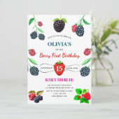 Erdbeere & Himbeere Geburtstagsparty Einladung (Stehend Vorderseite)