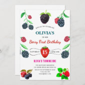 Erdbeere & Himbeere Geburtstagsparty Einladung (Vorne/Hinten)