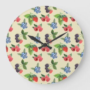 Erdbeere Himbeere Himbeere Felsenvorhang Große Wanduhr