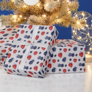 Erdbeere, Huckleberry, BlackBerry auf Beige Geschenkpapier