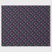 Erdbeere, Huckleberry, BlackBerry auf Navy Blue Geschenkpapier (Flach)
