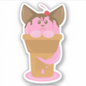 Erdbeere Ice Creme Cat Aufkleber (Vorderseite)