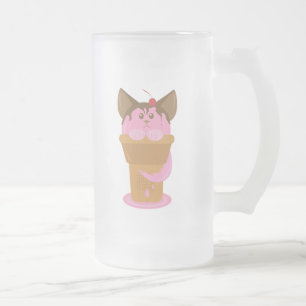 Erdbeere Ice Creme Cat Mattglas Bierglas