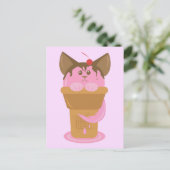 Erdbeere Ice Creme Cat Postkarte (Stehend Vorderseite)