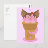 Erdbeere Ice Creme Cat Postkarte (Vorne/Hinten)