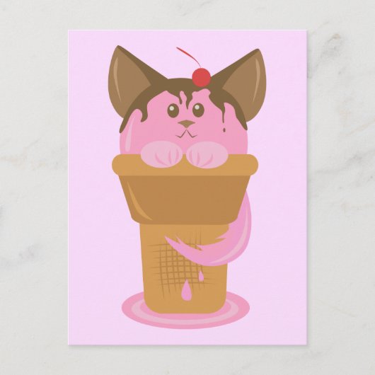 Erdbeere Ice Creme Cat Postkarte (Vorderseite)