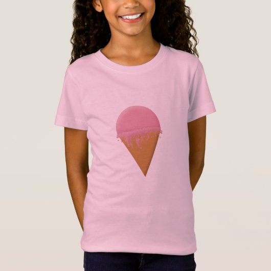 Erdbeere Ice Creme Cone Girls Pink T - Shirt (Vorderseite)