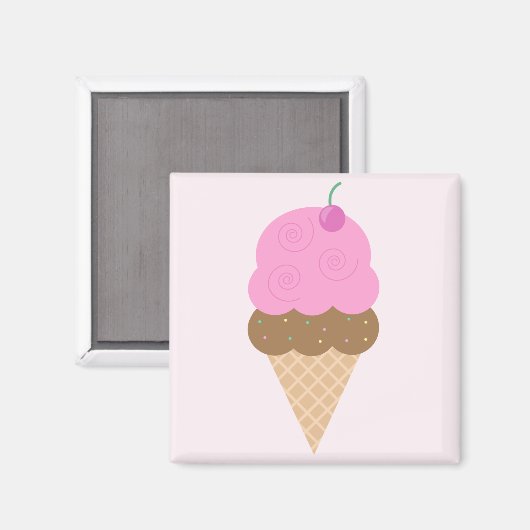 Erdbeere Ice Creme Cone Magnet (Vorderseite/Rückseite)