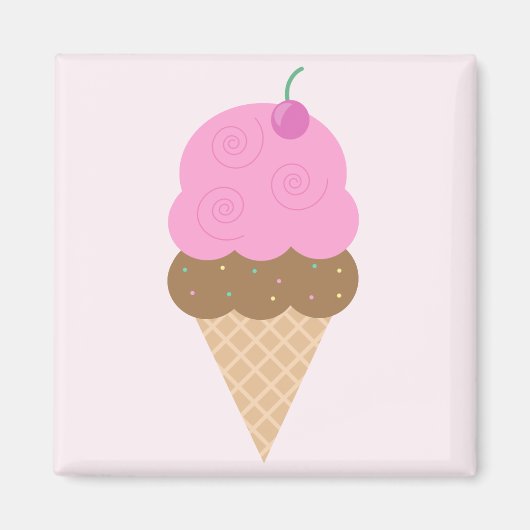 Erdbeere Ice Creme Cone Magnet (Vorne)