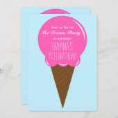 Erdbeere Ice Creme Cone Party Einladungen (Vorne/Hinten)