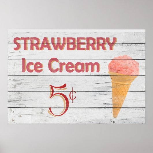 Erdbeere Ice Creme Cone Poster (Vorne)