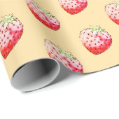 Erdbeere in Gelb Geschenkpapier (Rolleneckpunkt)