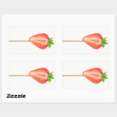 Erdbeere in Herzform auf einem Spieß Rechteckiger Aufkleber (Blatt)