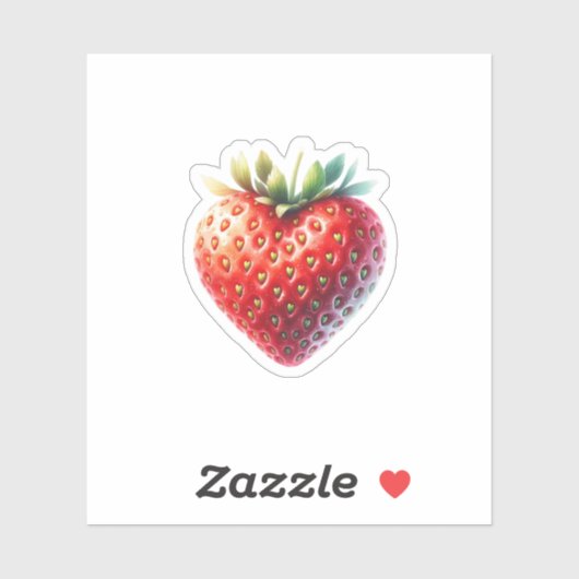 Erdbeere in Herzform mit Heart Shaped Seeds Aufkleber (Blatt)