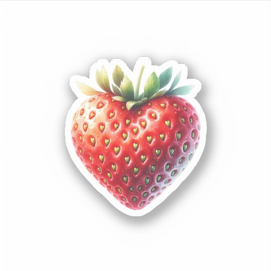 Erdbeere in Herzform mit Heart Shaped Seeds Aufkleber (Vorderseite)