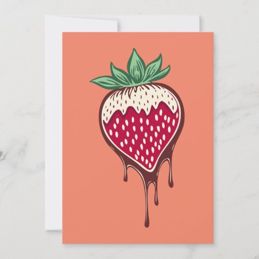 Erdbeere in Schokoladeneinladung getaucht Einladung (Vorderseite)