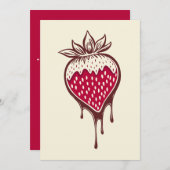 Erdbeere in Schokoladeneinladung getaucht Einladung (Vorne/Hinten)