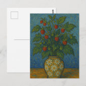 Erdbeere in Vase Postkarte (Vorne/Hinten)