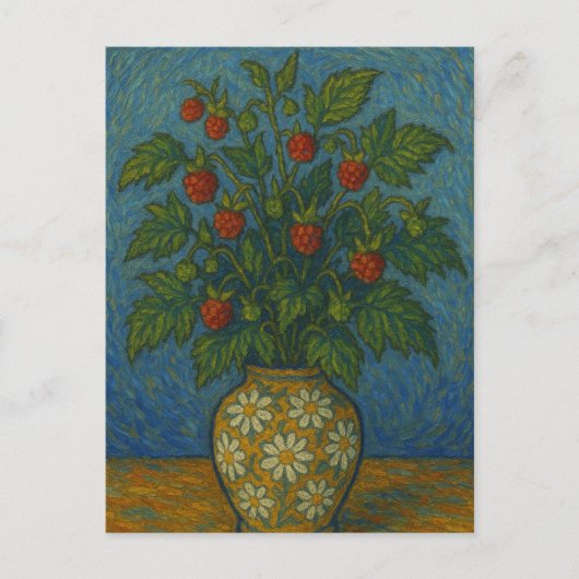 Erdbeere in Vase Postkarte (Vorderseite)