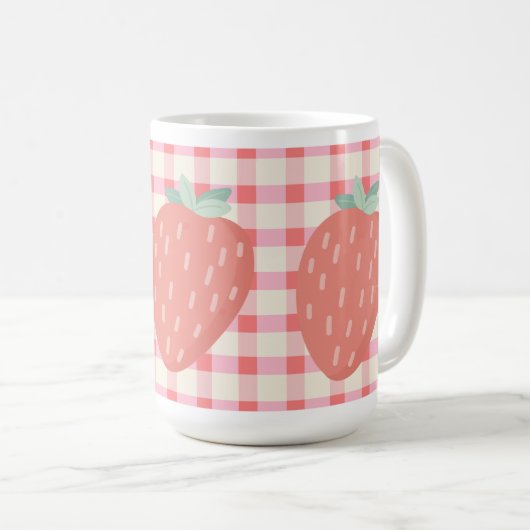 Erdbeere 🌸 Kaffee Tasse 15oz (VorderseiteRechts)