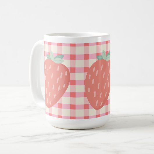 Erdbeere 🌸 Kaffee Tasse 15oz (Vorderseite Links)