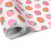 Erdbeere Karos - Rosa und Rot Geschenkpapier (Rolleneckpunkt)
