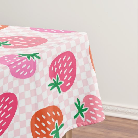 Erdbeere Karos - Rosa und Rot Tischdecke (Beispiel)