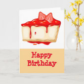 Erdbeere Käsekuchen zum Geburtstag Karte (Gelbe Blume)