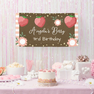 Erdbeere Kleines Mädchen Geburtstag Kraft Banner