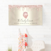 Erdbeere Konfektion Rosa Glitzer Tropfen Gold Chic Banner (Insitu)