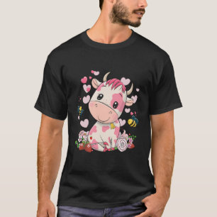 Erdbeere Kuh Niedlich Kuh Rosa Kuh Haustier T-Shirt