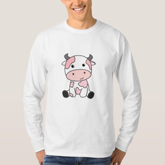Erdbeere Kuh Niedlich Rosa Erdbeere Kuh Kawaii T-Shirt (Vorderseite)