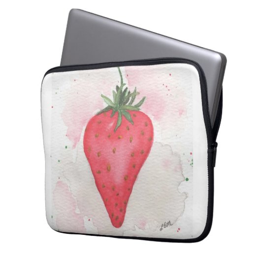 Erdbeere Laptopschutzhülle (Vorderseite Links)