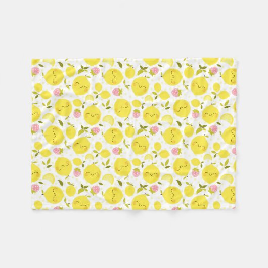 Erdbeere Lemon White Fleecedecke (Vorderseite (Horizontal))